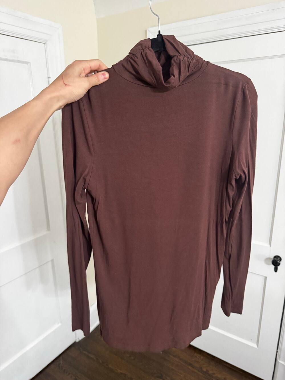 Joseph A. Brown Silk Blend Cowl Mock Neck Turtleneck Long Sleeve Top Size M